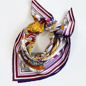 Chains And Voyage Double-sided Print 16 Momme Silk Twill Scarf